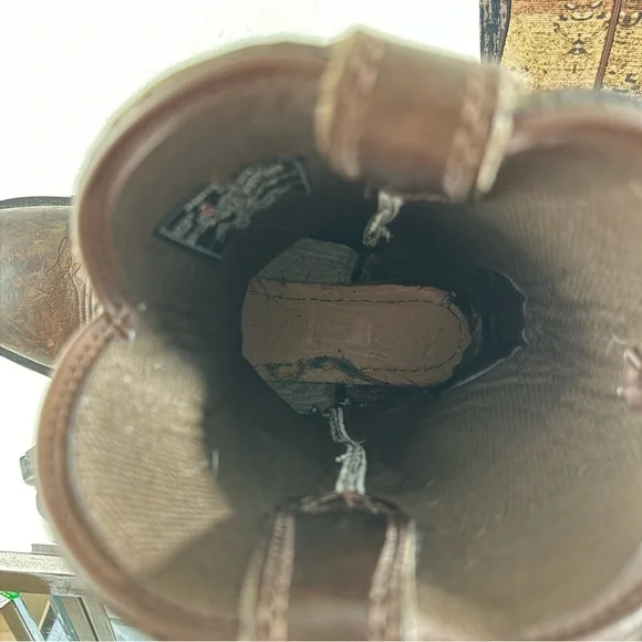 !SOLD! CODY JAMES Brown Leather Camo Flag Vibram Decimator Comp Toe Work Boots - Picture 13 of 13